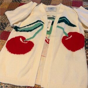 Old Navy Baby Cream Cardigan with Red Cherry Design